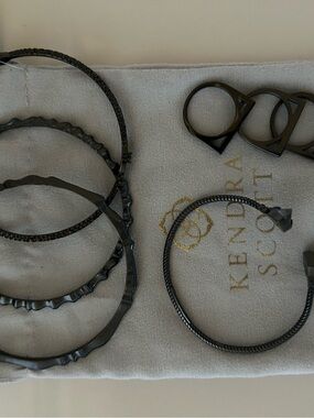 Kendra Scott RARE Black Gunmetal Bracelet and Ring Set Size 7